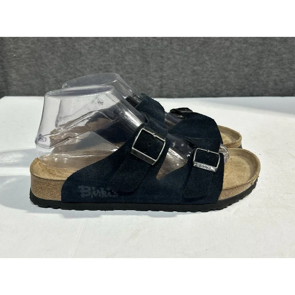 Birki’s Birkenstock Arizona Sandals Black Suede Buckles Women’s EU 39 US 8 N - Picture 1 of 10